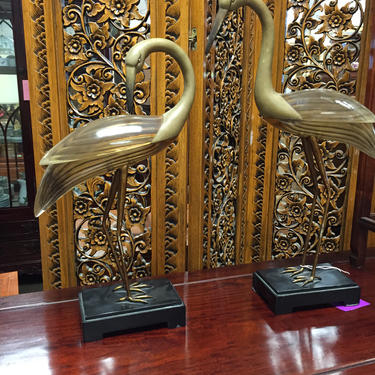 Austin Prod Kinder Line Brass Lucite Egret Crane Bird Sculpture Hollywood Regency 
