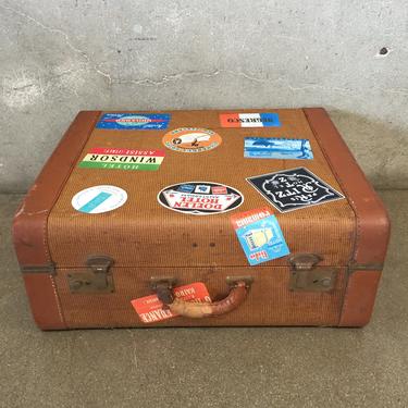 Vintage Biscon Suitcase with Hotel Labels