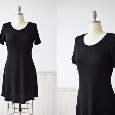 1990s Slinky Soft Mini Dress | Vintage 1990s Little Black Dress | S/M 