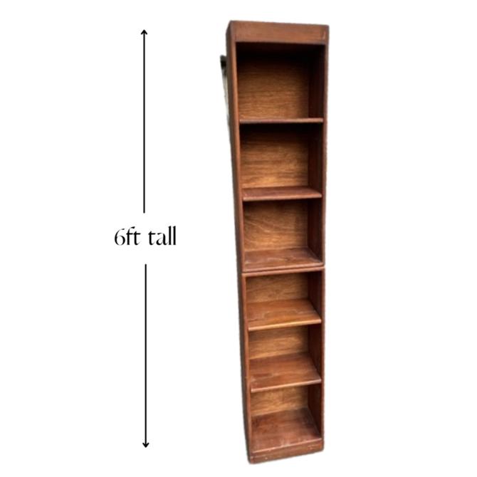 Tall Skinny Bookshelf Unit From Reuse, Solid Wood Tall Narrow Bookcase With Doors