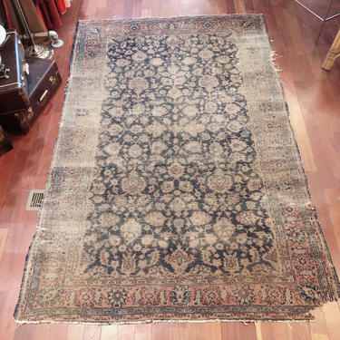 Distressed Hand Knotted Wool Rug 