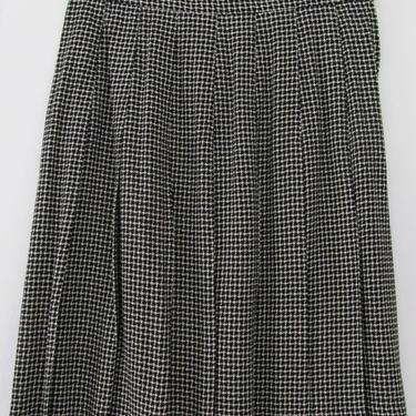 80s Houndstooth Pleated Skirt S 27 Waist 