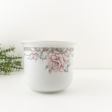 Vintage Porcelain Cachepot, Small Ceramic Planter Pot, 90's Decor 