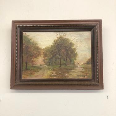 Free Shipping Within US - Antique 1920’s-30’s framed landscape painting 