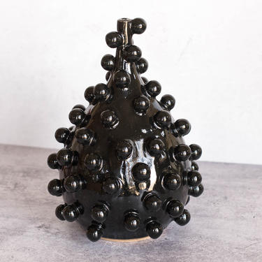 Black Blob Teardrop Vase | Handmade Ceramic Sculpture | Modern Pottery | Art Object Unique Interior Decor 