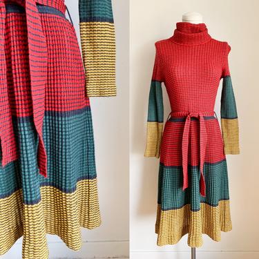 Vintage 1960s Color Block Sweater Dress / S 
