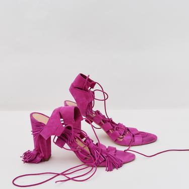 Loeffler Randall Luz Suede Lace-Up Sandals, Size 11