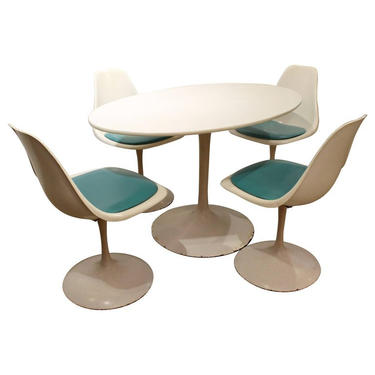 Mid-Century Modern Dining Set Eero Saarinen Style Tulip Dining Chairs &amp; Table-Set of 4 