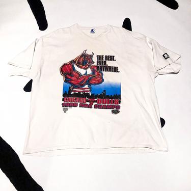 90s Vintage Starter Chicago Bulls 1996 Champions T Shirt / XXL / 1990s / VTG / Logo / NBA / The Best Ever Anywhere / Sports / Basketball / 