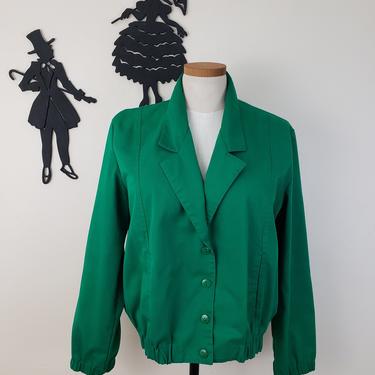 Vintage 1990's Green Coat / 80s Does 50s Bomber Jacket XL 