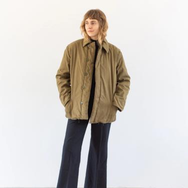 Vintage Olive Green Brown Cotton Quilt Jacket | Unisex Puffer | M | 