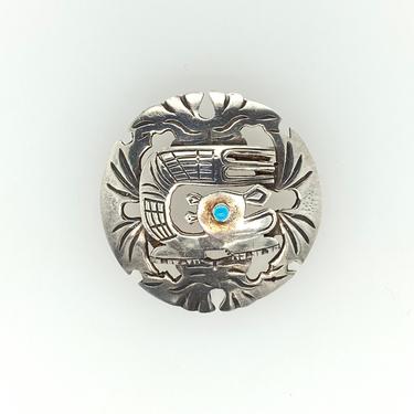 Vintage Old Cuzco Peruvian Tribal Chinchilla Sterling Silver Pin Brooch Peru Signed 