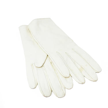 Herms Ivory Leather Gloves