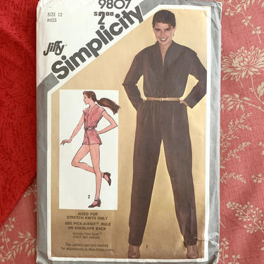 Vintage Sewing Pattern, Romper, Jumpsuit, Shorts, Pant Suit, Simplicity Jiffy, Complete Uncut, 34 in. Bust 