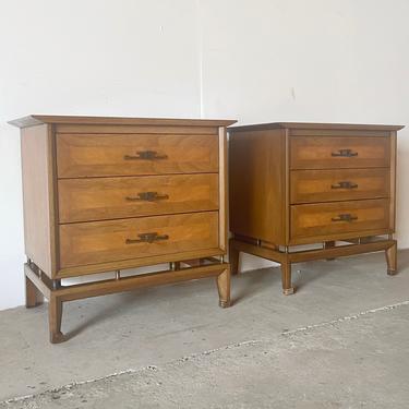 Pair Vintage Modern Nightstands by White Furniture 