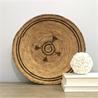 Vintage African Basket Natural Woven Coil Basket Sisal Tribal Boho Decor 