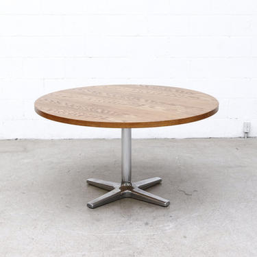 Pastoe 1970&#39;s Oak and Chrome Pedestal Table