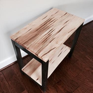 The STOCKTON End Table - Reclaimed Maple Wood &amp; Steel 