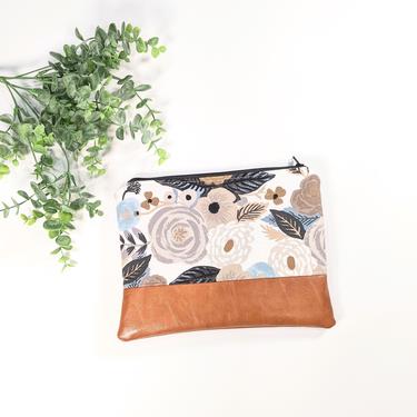 Rifle Paper Makeup Bag: Juliet Rose Taupe/ Travel Pouch/ Vegan Leather 