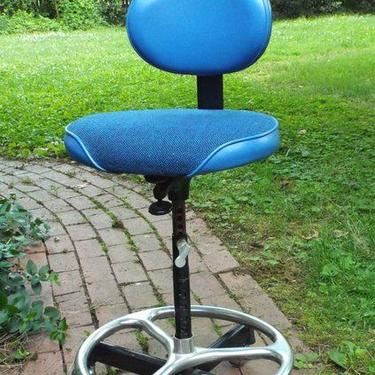 Cool blue vintage modern drafting chair by Cramer