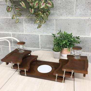 Vintage Tray Retro 1960s Mid Century Modern + Hellerware + Expandable Folding + Wood + Swing-Away Server + MCM + Home and Kitchen Decor 