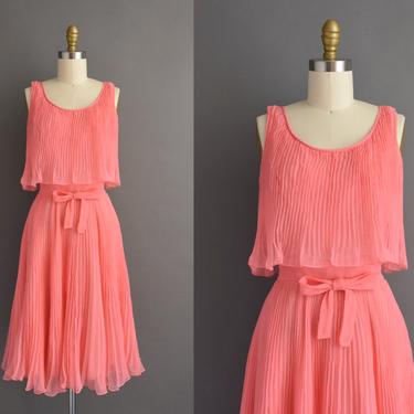 1960s vintage dress | Miss Elliette Pink Fluttery Chiffon Cocktail Party Dress | Small | 60s dress 