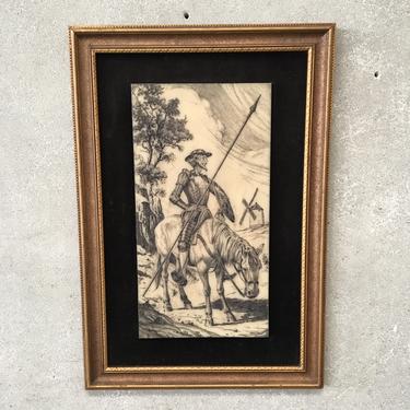 Vintage Don Quixote Scrimshaw Art Work