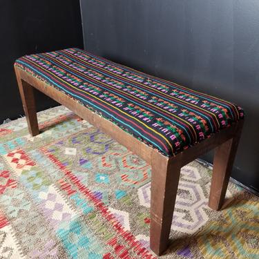Wooden Bench With Guatemalan Upholstery