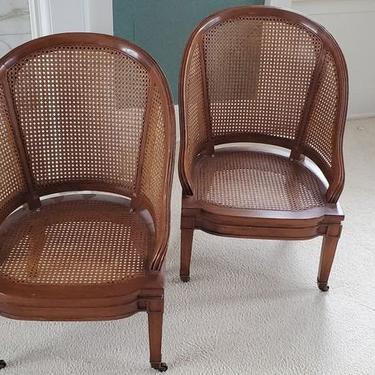 Mid Century Modern Barrel Back Chairs, Vintage Cane Chairs, Louis XV Style Chairs, Home Decor (SET OF 2) 