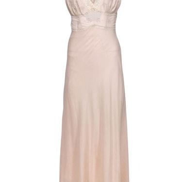 Mes Demoiselles - Pale Pink Cotton Blend Slip Dress w/ Ivory Lace Sz 4