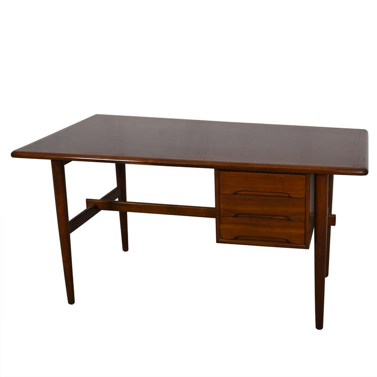 Mid-Century Modern Dark Walnut Banded Edge Desk