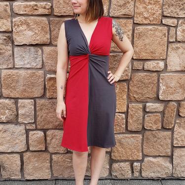 Phoebe Dress in Red+Grey Organic Cotton - Xs Only
