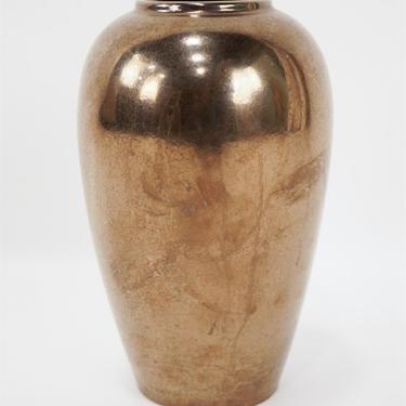 Large Haeger Ceramic Metallic Gold Glaze Vase