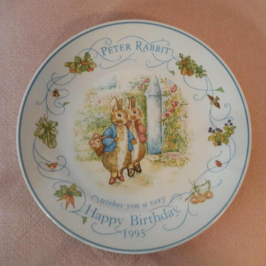 Vintage Beatrix Potter Nursery Ware 1995 Peter Rabbit Birthday Plate By Wedgwood 