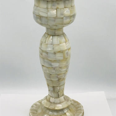 Large Pillar by Jamie Young Co.  Mother of Pearl Pillar Candlestick Holder- Rare Find 12&amp;quot; X 5&amp;quot; 