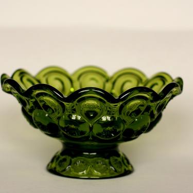Vintage L E Smith moon and stars green glass bowl 