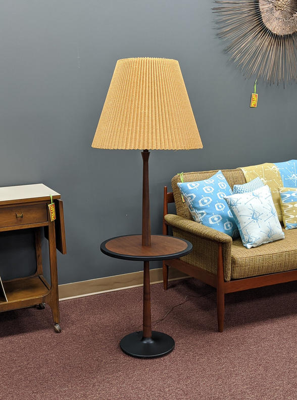 Walnut side table / lamp combo