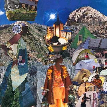 Tent City. Haitian Art. Poster Women. Goddess. 16 inches x 20 inches Collage Poster 