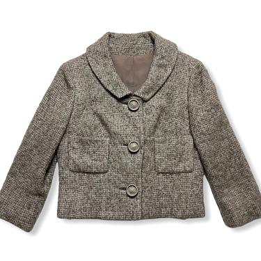 Vintage 1940s/1950s HANDMACHER Women's Wool Boucle Jacket ~ S to M ~ Cropped Blazer / Sport Coat ~ Art Deco / Rockabilly / Swing 