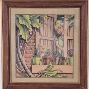 1920s William  Bradford Green Watercolor with Heydendryk Frame