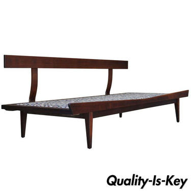 Vintage Sculpted Walnut Mid-Century Danish Modern Sofa Daybed after Pearsall