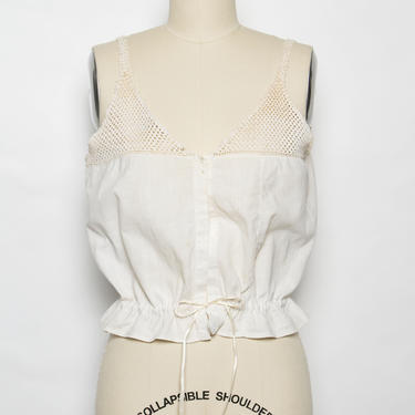 Edwardian Camisole Cotton Lace 1910s Corset Cover XS 