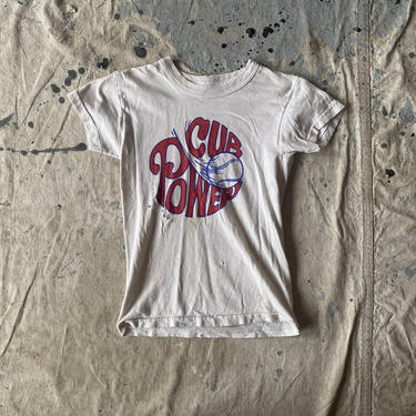 Vintage 1970s Chicago Cub Power Thrashed Kids T Shirt 