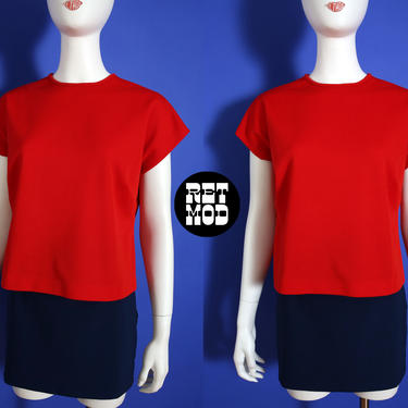 Basic Vintage 60s 70s Red Poly Top - Plus Size 