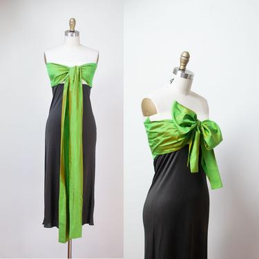 Vintage Jean Paul Gaultier Dress / JPG Convertible Strapless Midi Dress Silk Sashes 