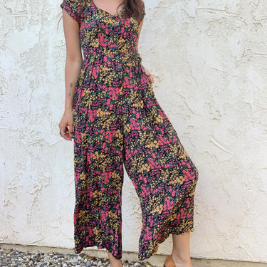 Vintage 90's Floral Button Up Awesome Brand Jumpsuit One Piece 
