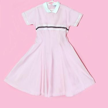 Young GIRLS NEW Vintage Dress 1950's Pink, Full Skirt, Vintage Kids Clothing, Fit &amp; Flare Rockabilly Mid Century, New Old Stock Orig Tags 