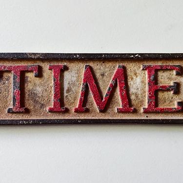 Iconic TIME tabletop sculpture sign IRON paperweight vintage pop irony art rare design Paul Rand 