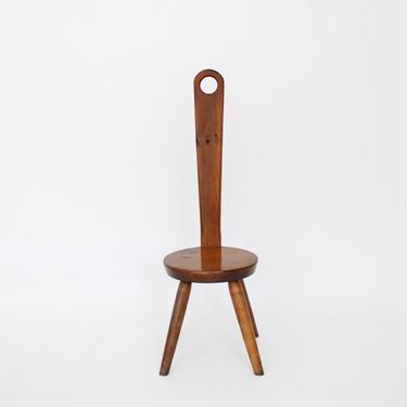 Rustic Sculptural Keyhole Accent or Side Chair in Pine Wood 
