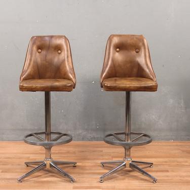 Mid Century Vinyl Buttons Bar Stool – ONLINE ONLY